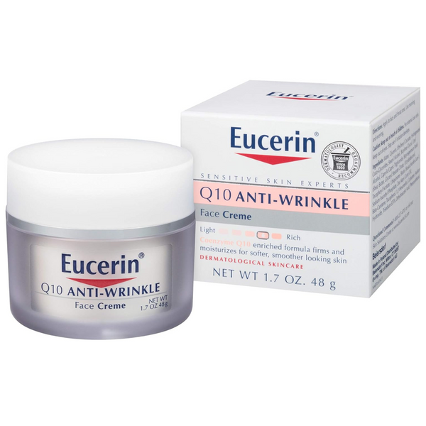 Eucerin Q10 Anti-Wrinkle Face Cream, Unscented Face Cream for Sensitive Skin, 1.7 Oz