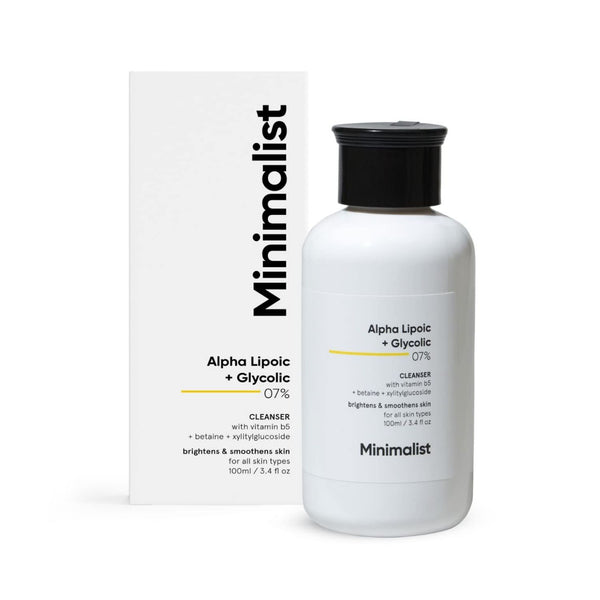 Minimalist 7% ALA & AHA Brightening Face Wash with Vitamin B5 For Hydration, Glycolic Acid Glowing Skin