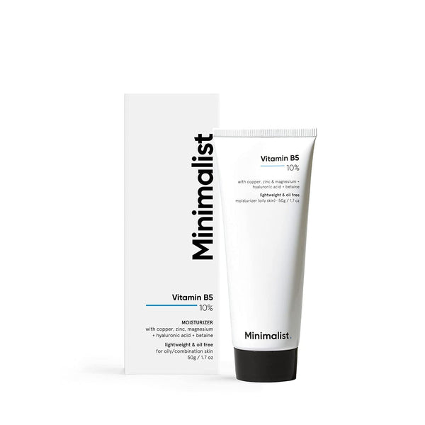 MINIMALIST جل مرطب للوجه بفيتامين ب5 بنسبة 10% للبشرة الدهنية والمعرضة لحب الشباب؛ خالي من الزيت ؛ امتصاص سريع أو استيعاب سريع ؛ غير لاصق ؛ بدون رائحة عطرية ؛ 50 غ