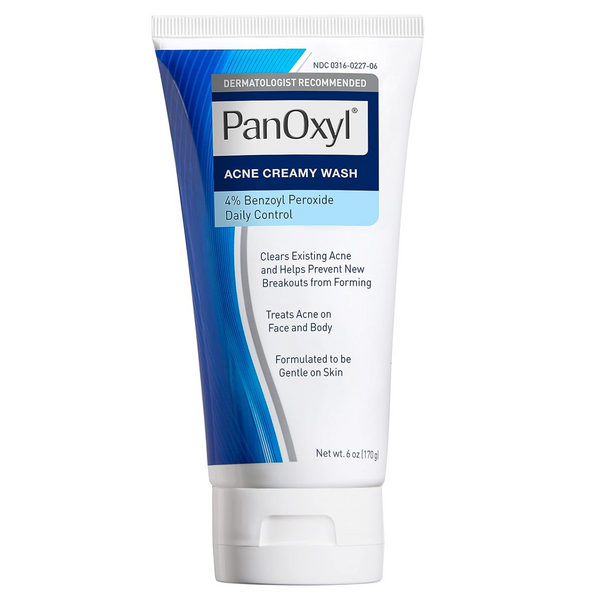 PanOxyl Antimicrobial Acne Creamy Wash, 4% benzoyl peroxide acne wash, 6 Ounce